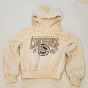 Converse Kids sweatshirt with hoodie.  Size small light cream color